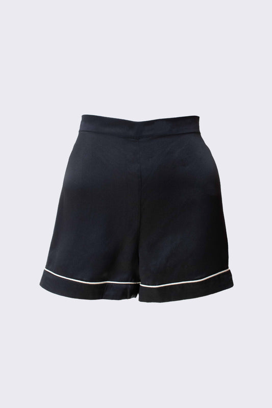 Alex Silk Pyjama Short Black