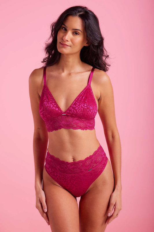 Ava Lace High Waist G-string Cherry