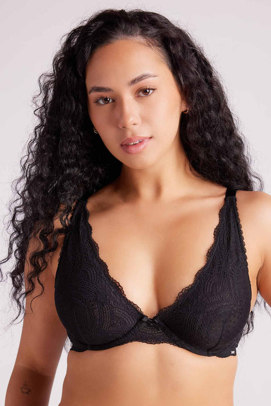 Giselle Lace Plunge Bra Black