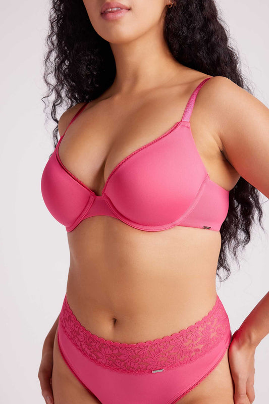 Sabrina Microfibre T Shirt Plunge Bra Pink