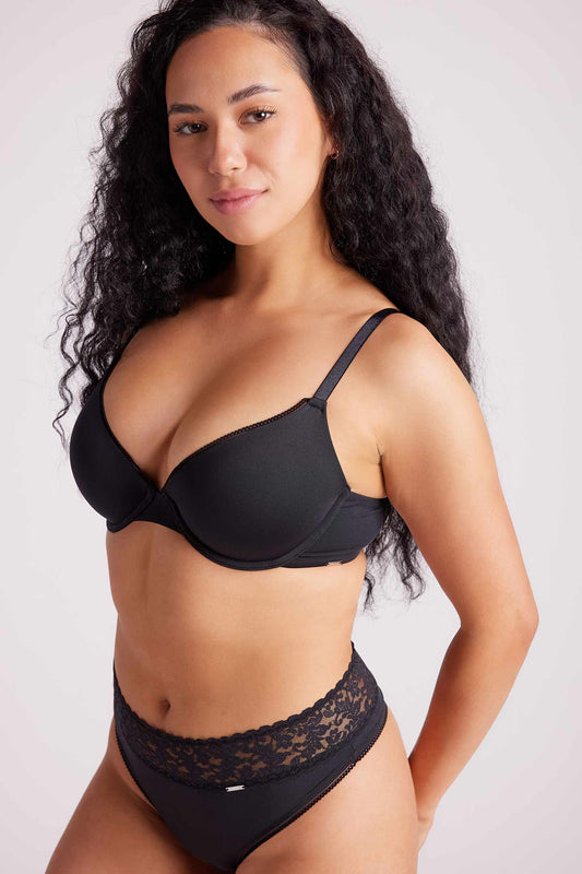 Sabrina Microfibre T Shirt Plunge Bra Black