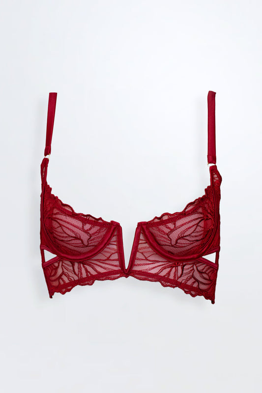 Gaia Bustier Corset Back Bra Red