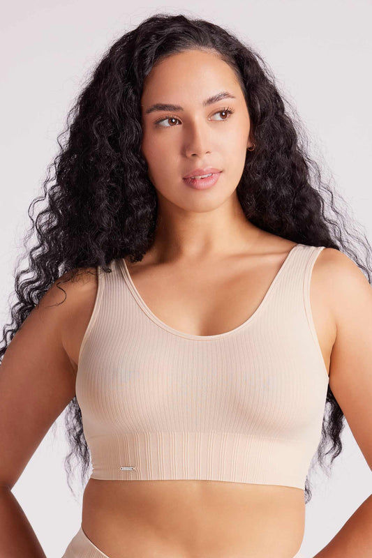 Ivy Seamfree Reversible Crop Top Taupe