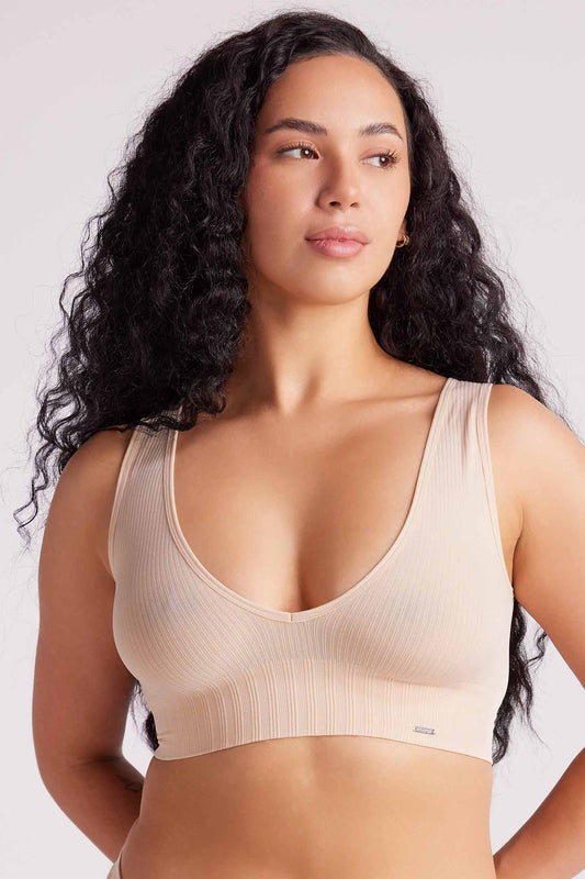 Ivy Seamfree Reversible Crop Top Taupe