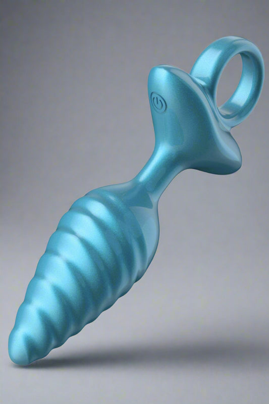Butt Plug Vibrating Swirl Metallic Blue