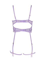 Lights On Bra Bustier with Suspenders Lilac Haze