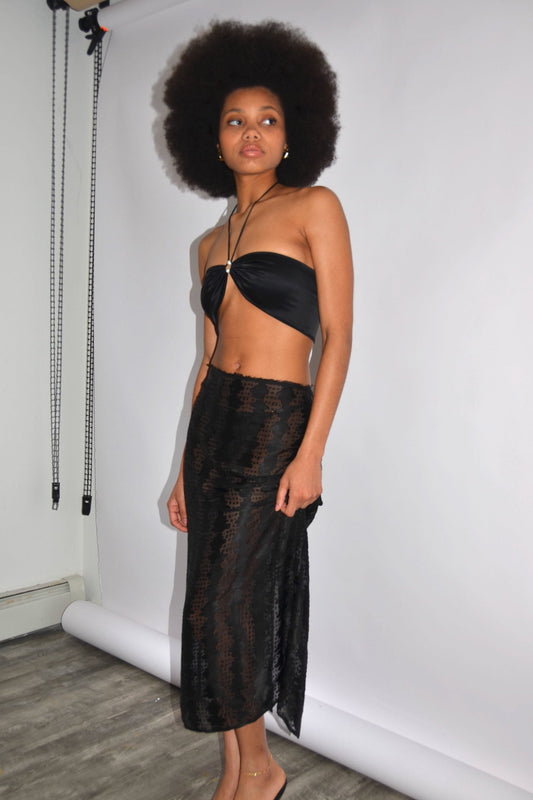 KZ Silk Pencil Skirt Black