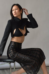 KZ Silk Pencil Skirt Black