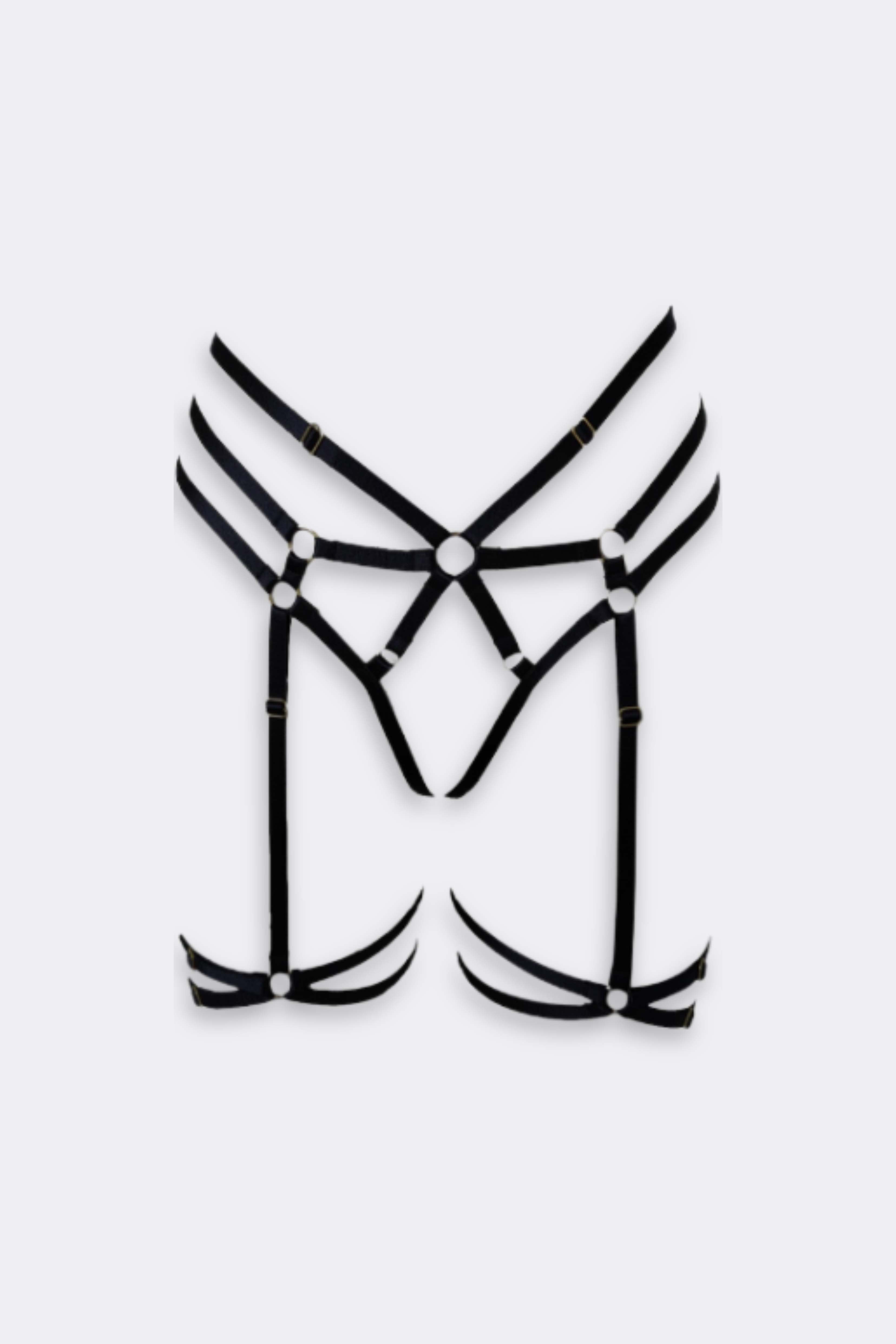 Addict Crotchless G String Garter Black