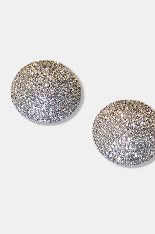 Round Nipple Pasties Diamante Silver