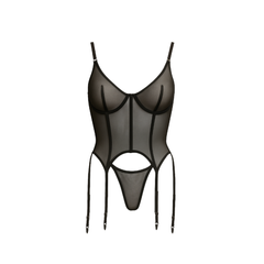Lilith Mesh Bustier Set Black