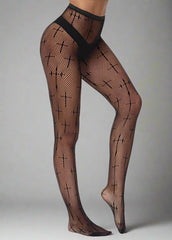 Pantyhose Cross Thin Fishnet Black