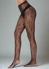 Pantyhose Cross Thin Fishnet Black