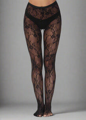 Pantyhose Lace Flower Black