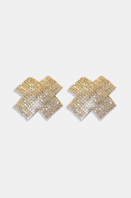 Rhinestone Nipple Pasties Cross Gold