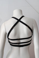 Strappy Black Quarter Cup Bra