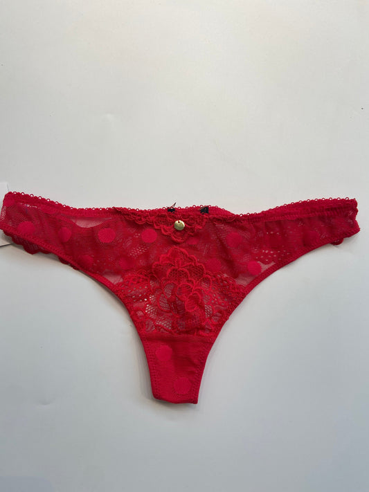 G String Lace Polka Dot Red