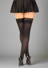 Stockings Opaque Lace Top Black