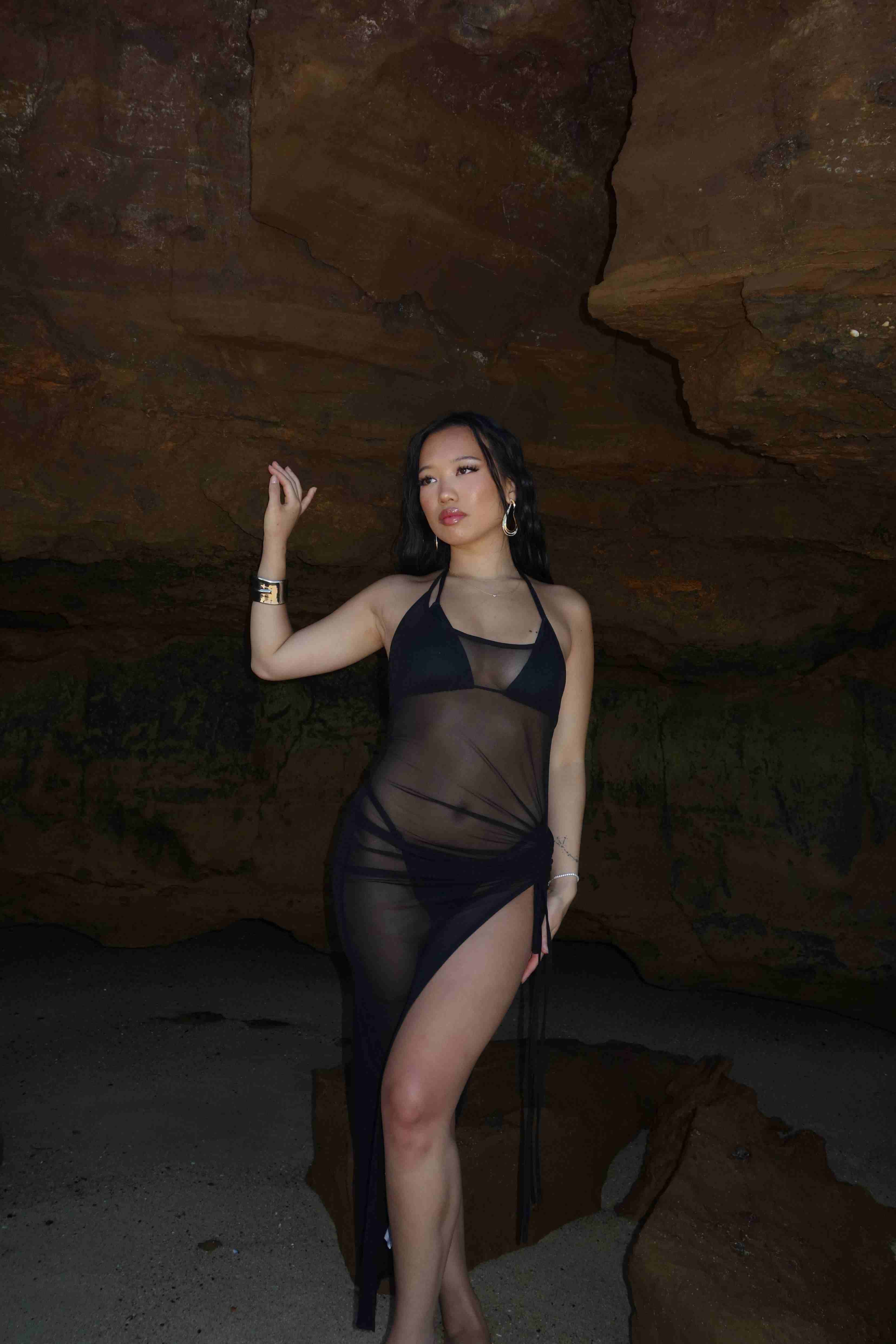 Seraphina Mesh Halter Maxi Dress – Size S | Archive Sample