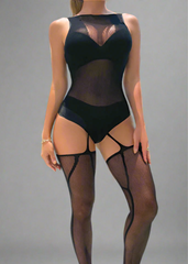 Bodystocking Open Back G-String Black