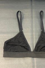 Bralette Crop G String & Suspender Set Black