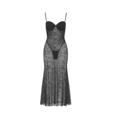 Sabine Lace Bodysuit Dress Black