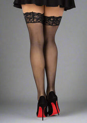 Stay Up Lace Top Micro Net Black
