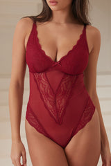 Giselle Lace Bodysuit Rhubarb