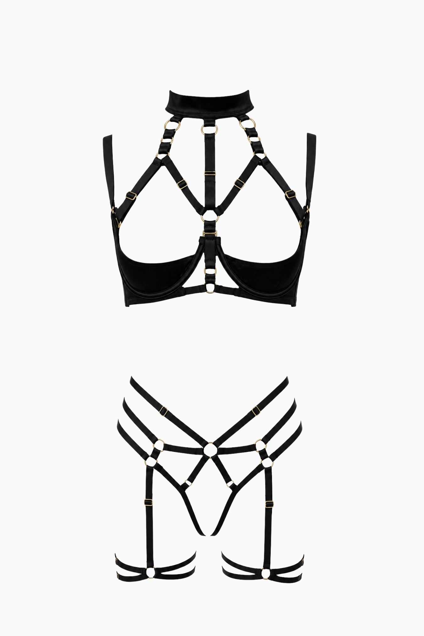 Addict Quarter Cup Bra & G-String Garter Set – Size 8D/10C/12B, XS/S | Archive Sample Main image