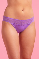 Lily Cotton & Lace Bikini Knicker Purple