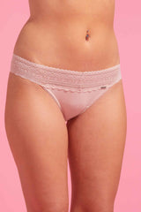 Lily Cotton & Lace Bikini Knicker Taupe