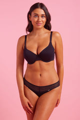 Lily Cotton & Lace Bikini Knicker Black