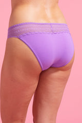 Lily Cotton & Lace Bikini Knicker Purple