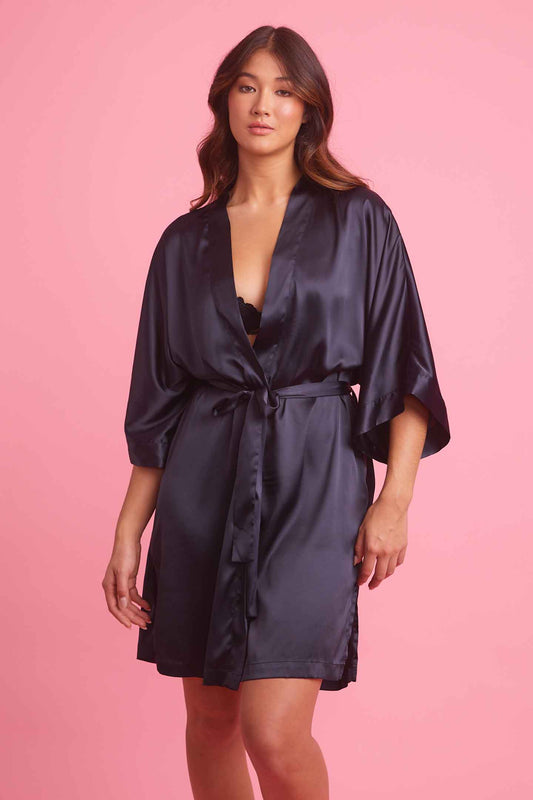 Vixen Satin Robe Black