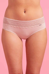 Lily Cotton & Lace Boyleg Knicker Taupe