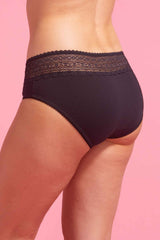 Lily Cotton & Lace Boyleg Knicker Black