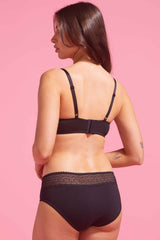 Lily Cotton & Lace Boyleg Knicker Black