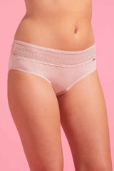 Lily Cotton & Lace Boyleg Knicker Taupe