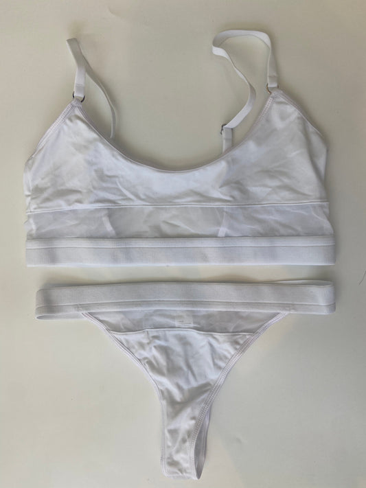 Bralette Crop G String Set White