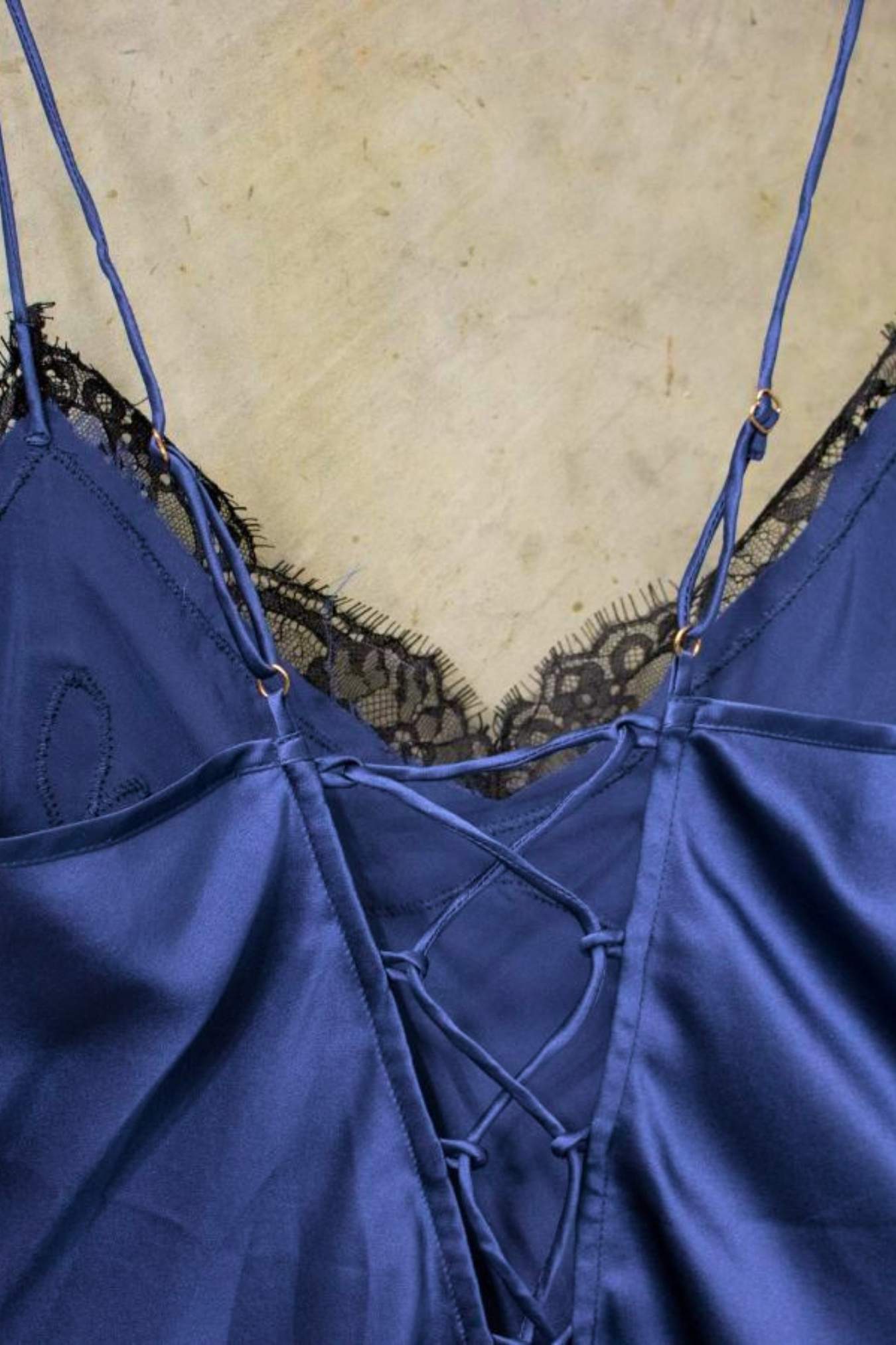 Cobalt Silk Lace Babydoll Slip – Size S | Archive Sample
