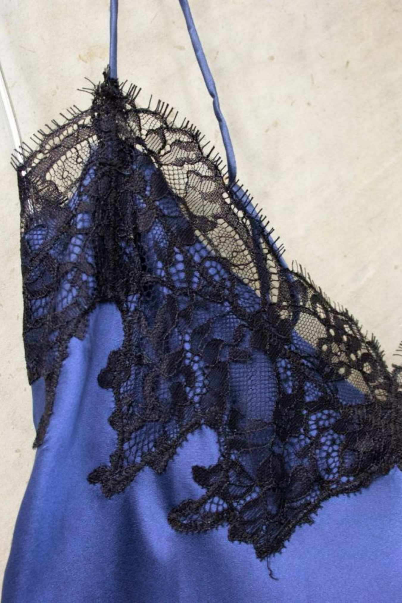 Cobalt Silk Lace Babydoll Slip – Size S | Archive Sample
