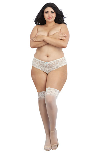 Stay Up Curve Lace Top Sheer Stockings White
