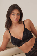 Ava Lace High Waist G-string Black