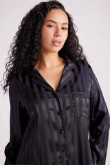 Valentina Satin Long Pyjama Set Black