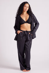 Valentina Satin Long Pyjama Set Black