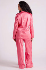 Valentina Satin Long Pyjama Set Pink