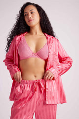 Valentina Satin Long Pyjama Set Pink