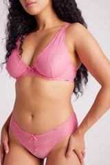 Giselle Lace Plunge Bra Pink
