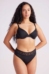 Sabrina Microfibre High Waist G-String Black