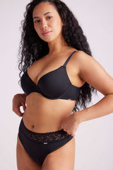 Sabrina Microfibre T Shirt Plunge Bra Black